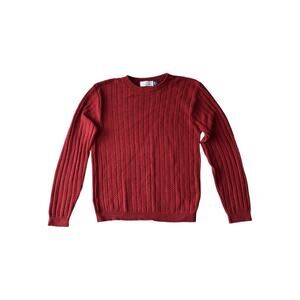 Bill Blass Men’s Red Cable Knit Crewneck Sweater – Size Large